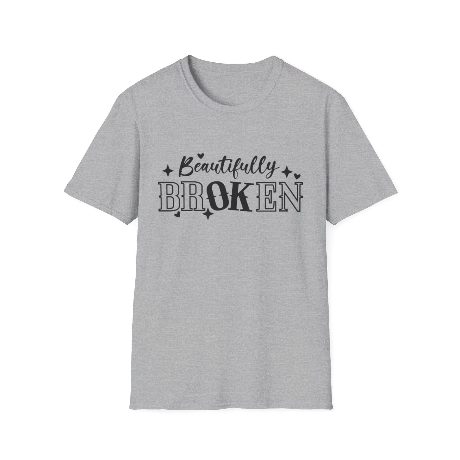 Beautifully Broken T-Shirt Sport Grey Printify T-Shirt Rhythm & Drip Apparel