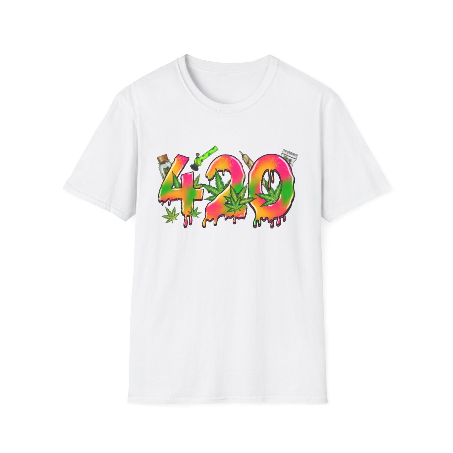 420 Graffiti T-Shirt White Printify T-Shirt Rhythm & Drip Apparel