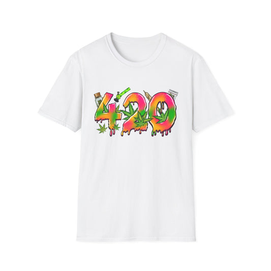 420 Graffiti T-Shirt White Printify T-Shirt Rhythm & Drip Apparel