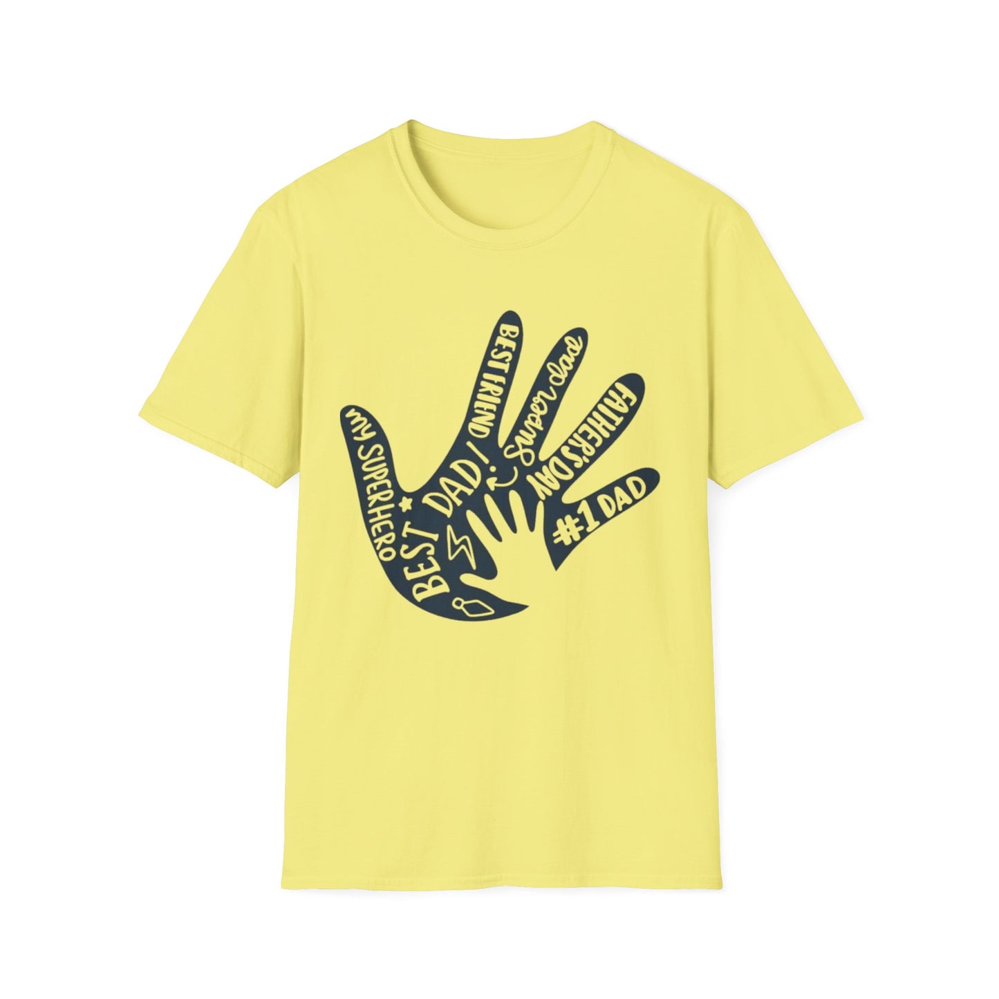 Best Dad Handprint T-Shirt Cornsilk Printify T-Shirt Rhythm & Drip Apparel