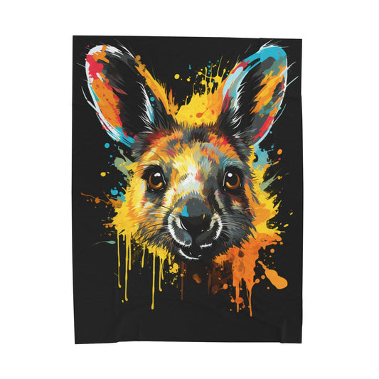 Kangaroo- Colorful Kangaroo Velveteen Plush Blanket | Cozy Gifts, Home Decor, Animal Lovers, Easter Decor, Unique Wall Art 60" × 80" Printify All Over Prints Rhythm & Drip Apparel