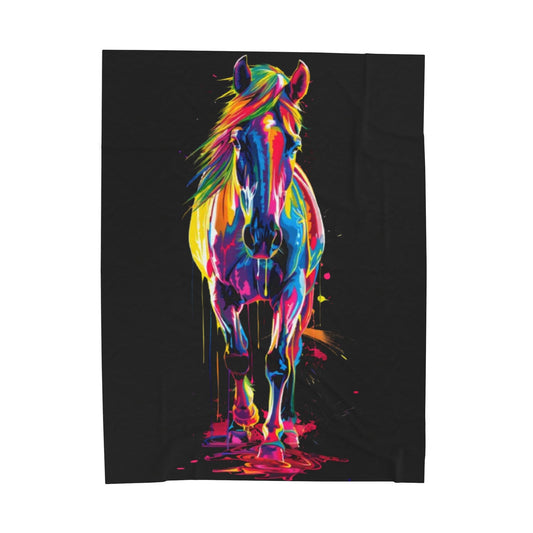 Horse- Vibrant Horse Velveteen Plush Blanket 60" × 80" Printify All Over Prints Rhythm & Drip Apparel