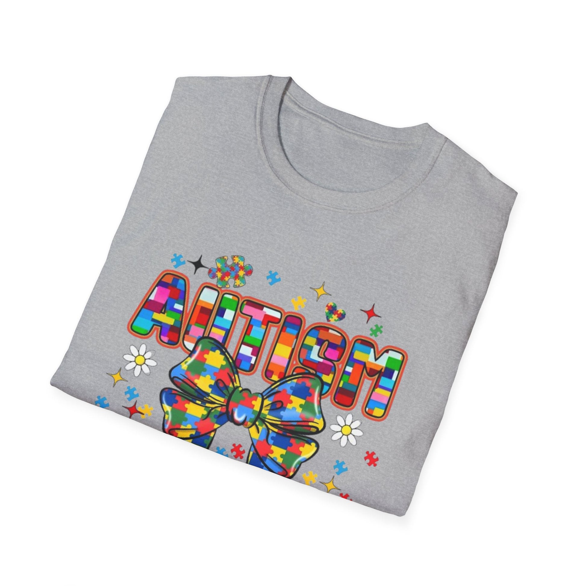 Autism- Autism Awareness Bow T-Shirt Printify T-Shirt Rhythm & Drip Apparel