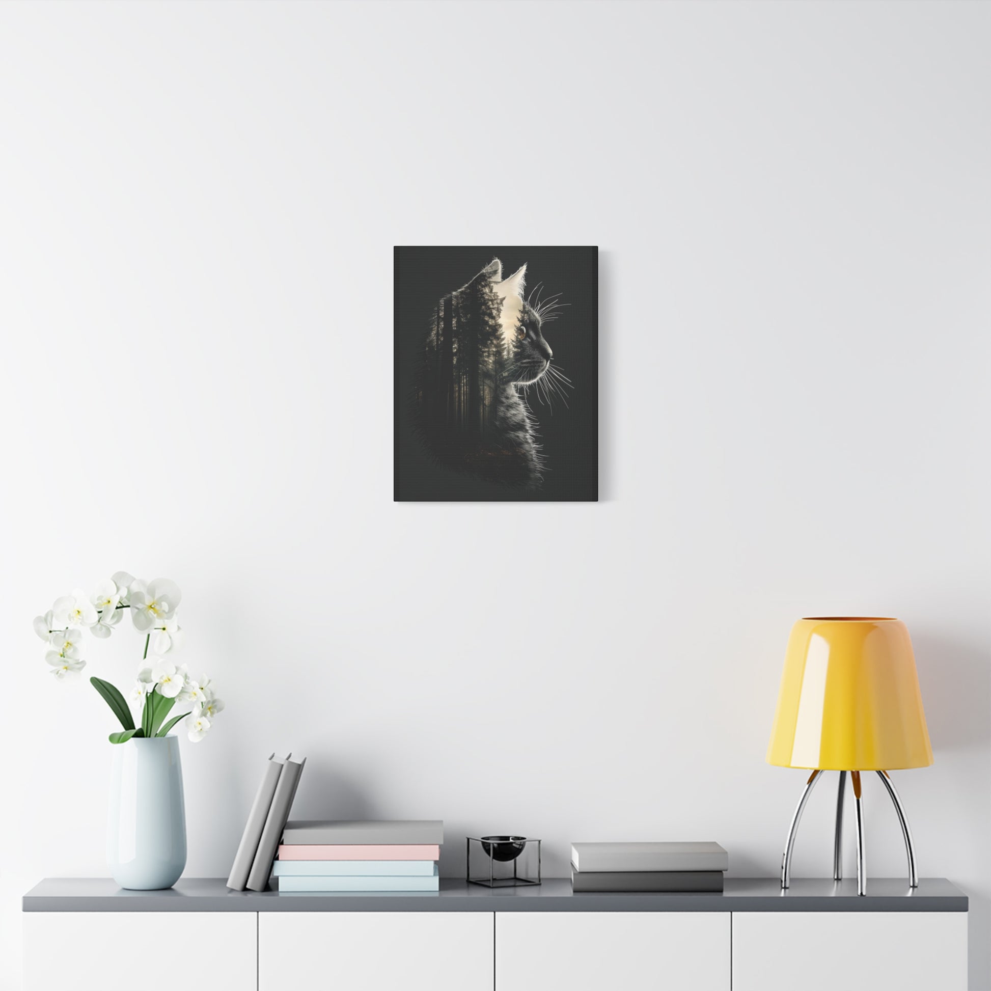 Cat- Black Cat Forest Canvas Art, Cat Lover Decor, Unique Wall Artwork, Modern Home Decoration, Gift for Animal Lovers, Nature-Inspired Art Rhythm & Drip Canvas Rhythm & Drip Apparel
