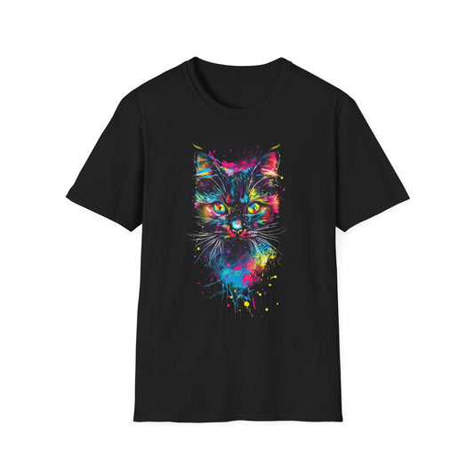 Colorful Cat Graphic T-Shirt Black Printify T-Shirt Rhythm & Drip Apparel