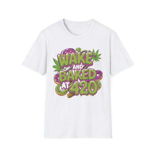 Wake and Baked Unisex T-Shirt White Printify T-Shirt Rhythm & Drip Apparel