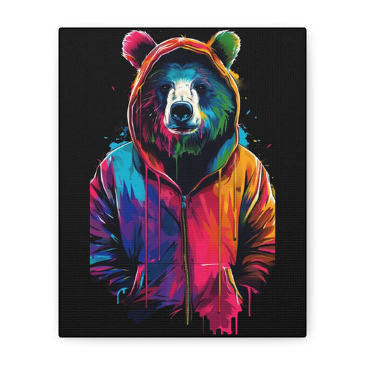 Bear- Vibrant Bear Canvas Art, Colorful Wall Decor, Modern Animal Painting, Home Aesthetic, Unique Gift Idea, Wildlife Lover Decor 8" x 10" (Vertical) 1.25" Printify Canvas Rhythm & Drip Apparel