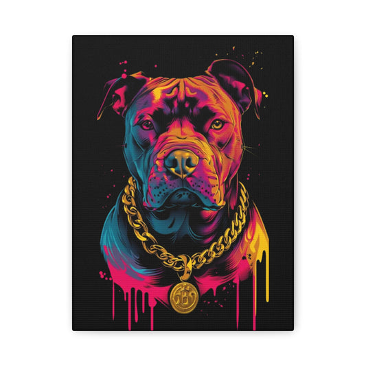 Dog- Colorful Pitbull Canvas Art, Pet Lover Wall Decor, Modern Home Decor, Unique Gift for Dog Lovers, Vibrant Animal Portrait 9" x 12" (Vertical) 1.25" Printify Canvas Rhythm & Drip Apparel