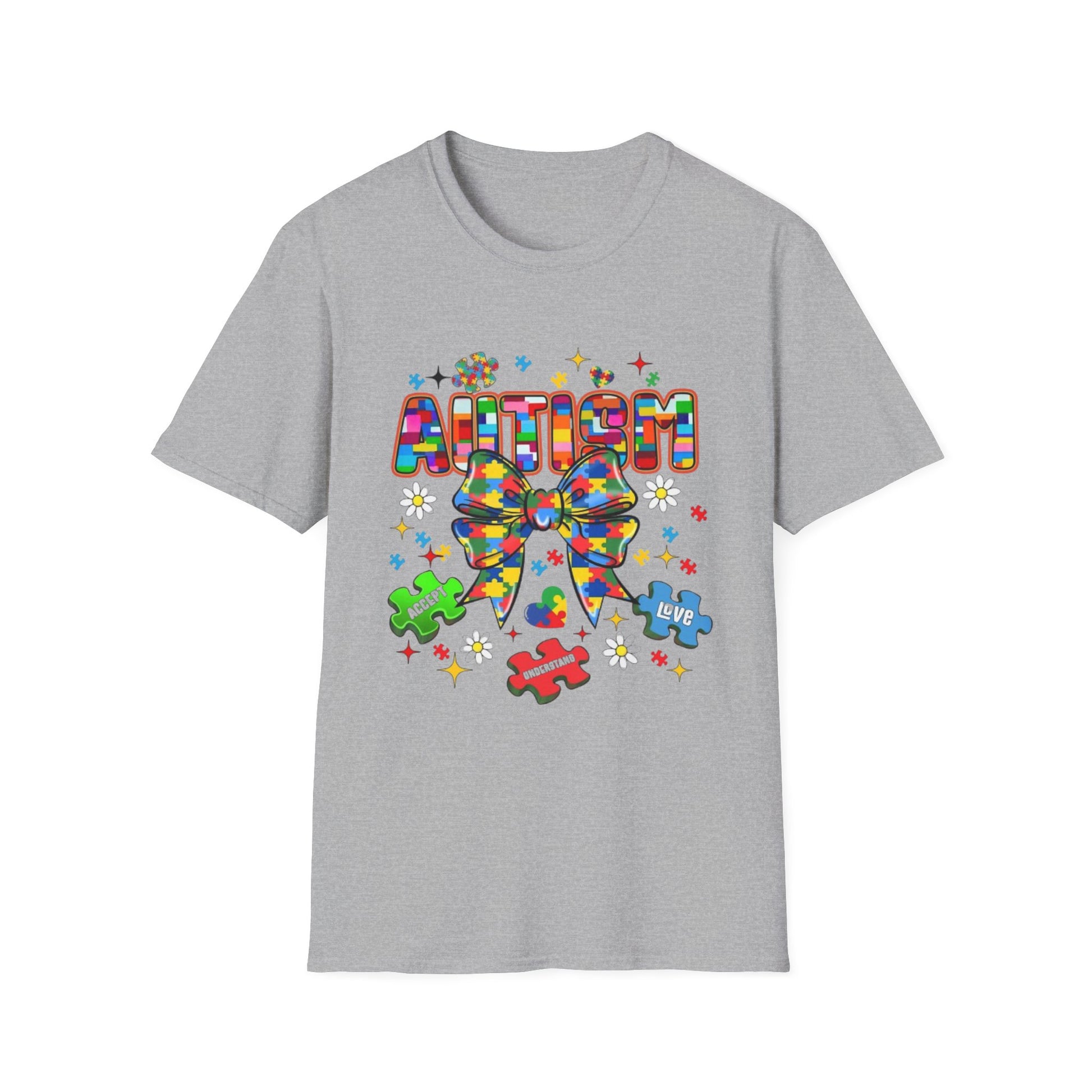 Autism- Autism Awareness Bow T-Shirt Sport Grey Printify T-Shirt Rhythm & Drip Apparel