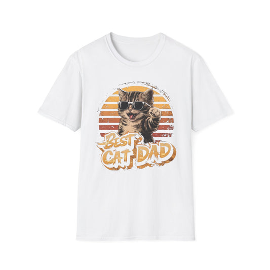 Best Cat Dad T-Shirt White Printify T-Shirt Rhythm & Drip Apparel