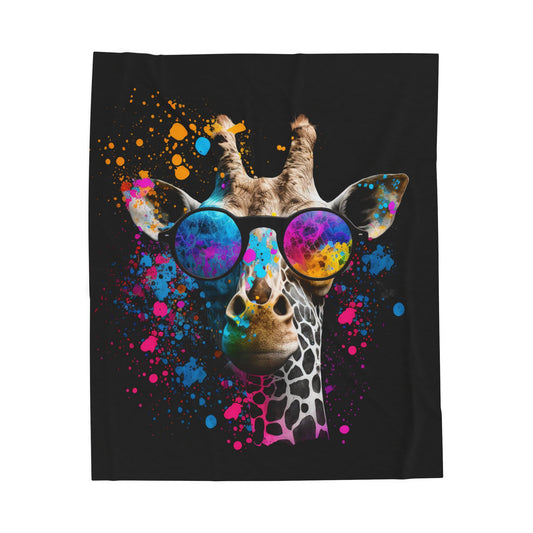 Giraffe- Colorful Giraffe Plush Blanket, Cozy Home Decor, Animal Lover Gift, Kids Room Decor, Warm Throw Blanket for All Seasons 50" × 60" Rhythm & Drip All Over Prints Rhythm & Drip Apparel