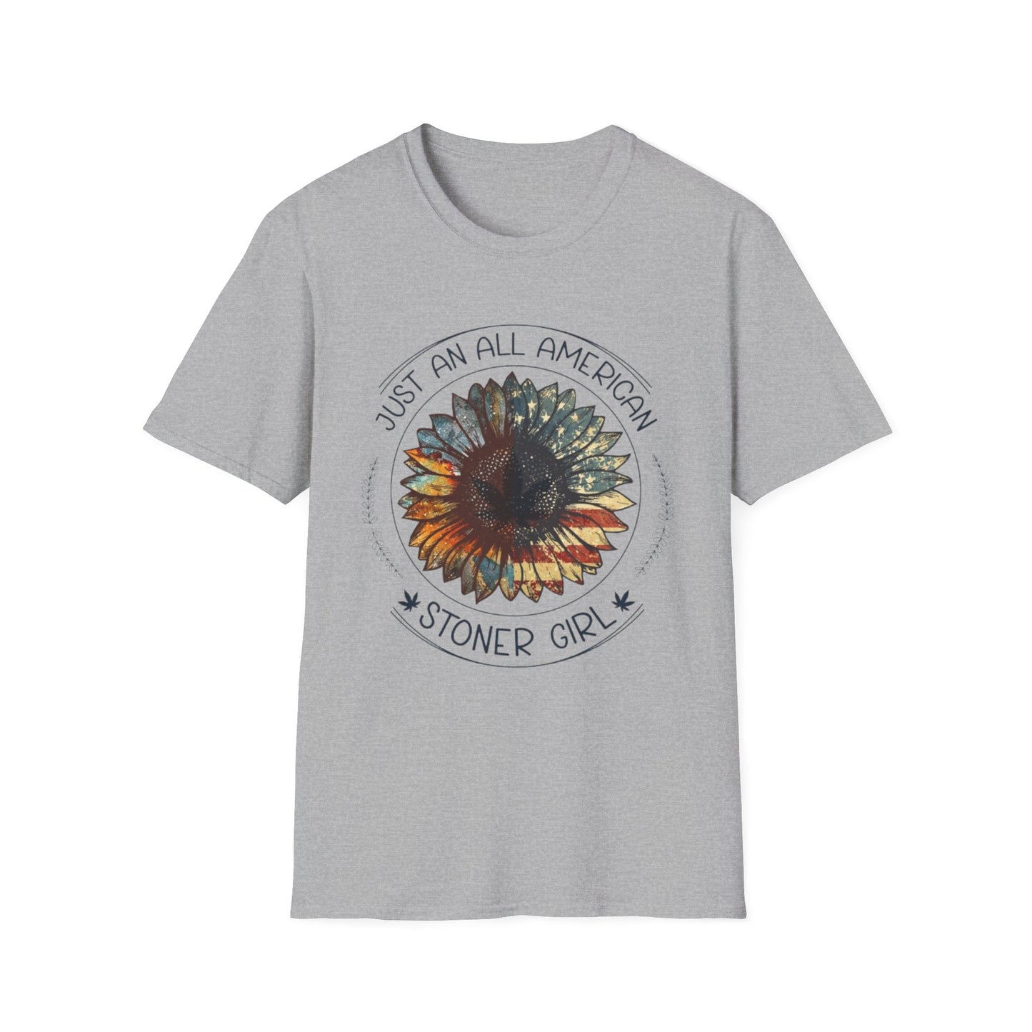 All American Stoner Girl T-Shirt Sport Grey Printify T-Shirt Rhythm & Drip Apparel