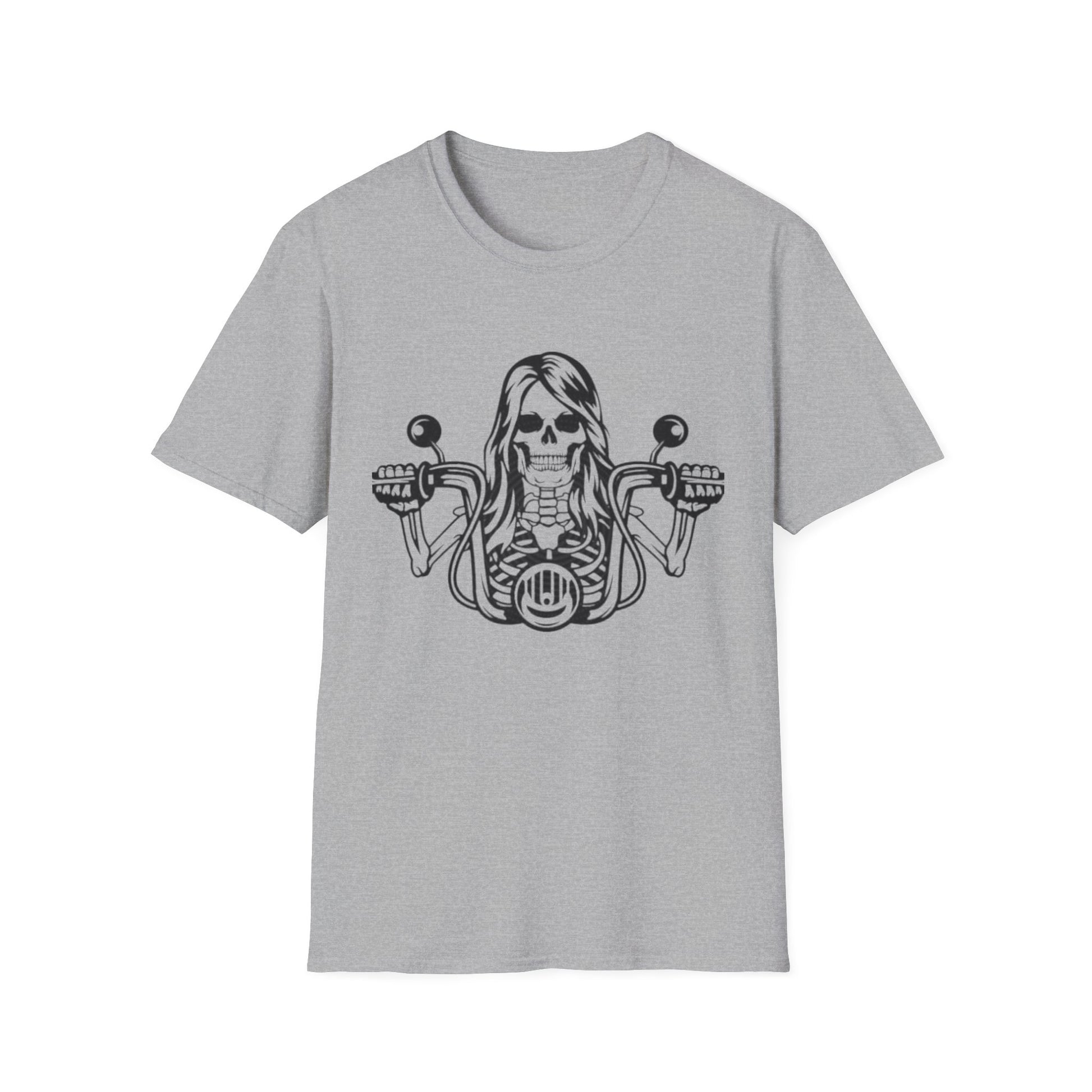 Woman Skeleton Biker T-Shirt Sport Grey Printify T-Shirt Rhythm & Drip Apparel