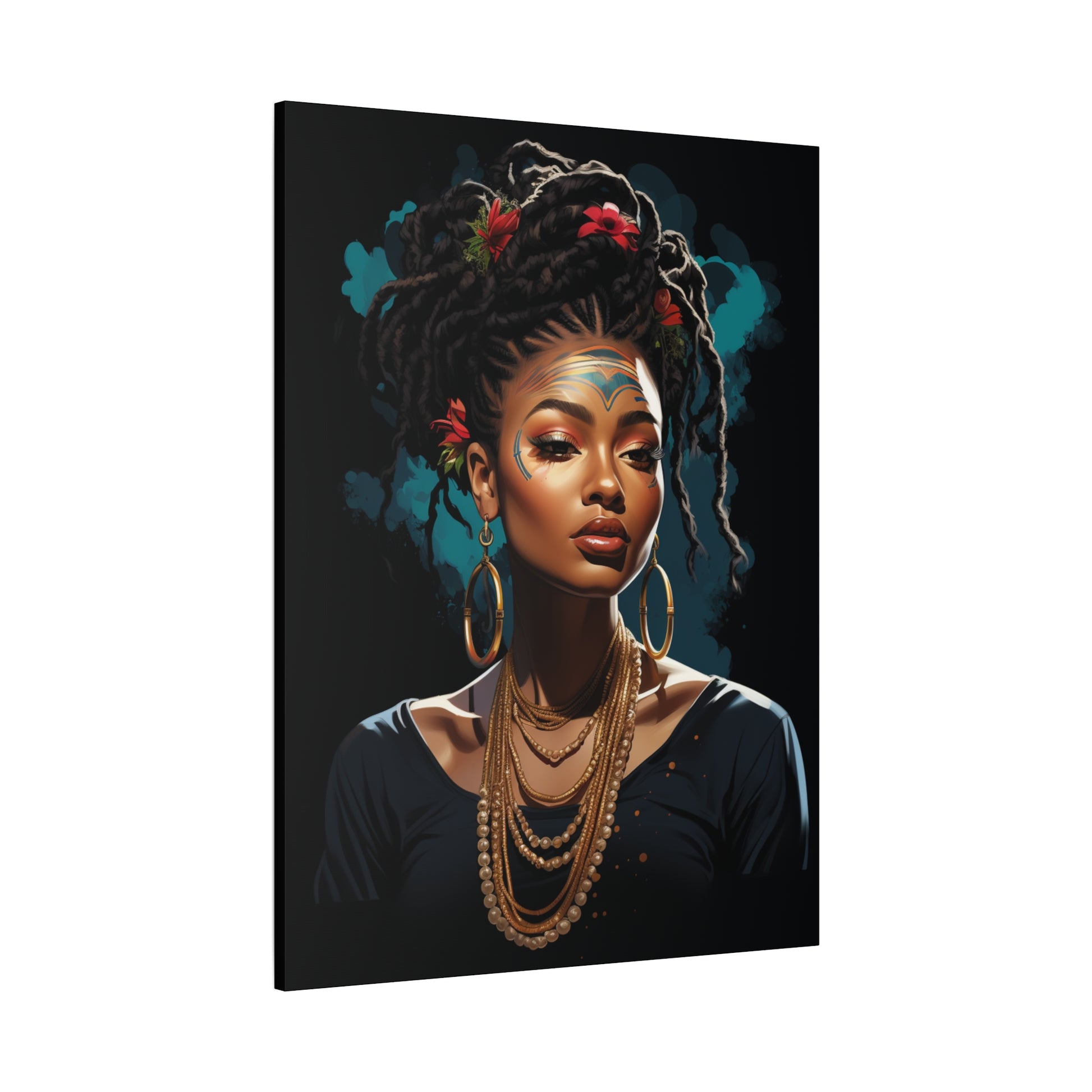 Woman- Bold Afro Woman Canvas Art, Black Art Print, Floral Wall Decor, Modern Home Decor, African American Artwork Rhythm & Drip Canvas Rhythm & Drip Apparel