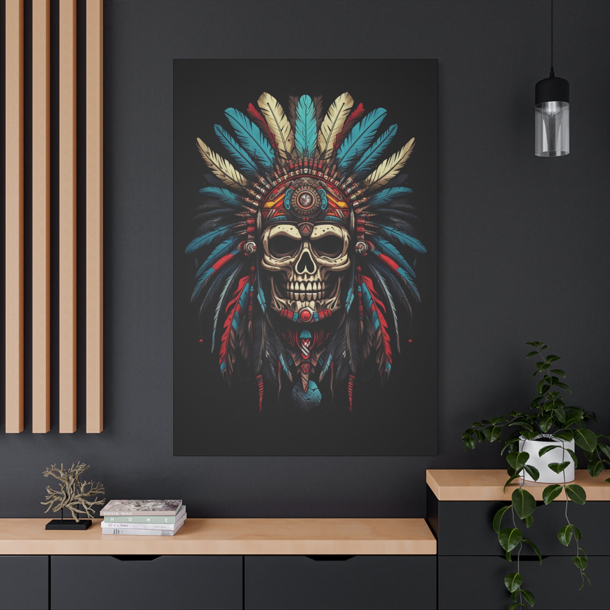 Skull- Bohemian Skull Canvas Art Print, Stretched Wall Decor, Unique Skull Artwork, Home Office Decoration, Ideal Gift for Art Lovers Rhythm & Drip Canvas Rhythm & Drip Apparel