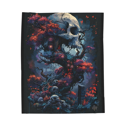Skull- Gothic Skull Velveteen Plush Blanket, Cozy Throw Blanket, Halloween Decor, Soft Fleece Blanket, Unique Gift for Home, Comfort Blanket 50" × 60" Rhythm & Drip All Over Prints Rhythm & Drip Apparel