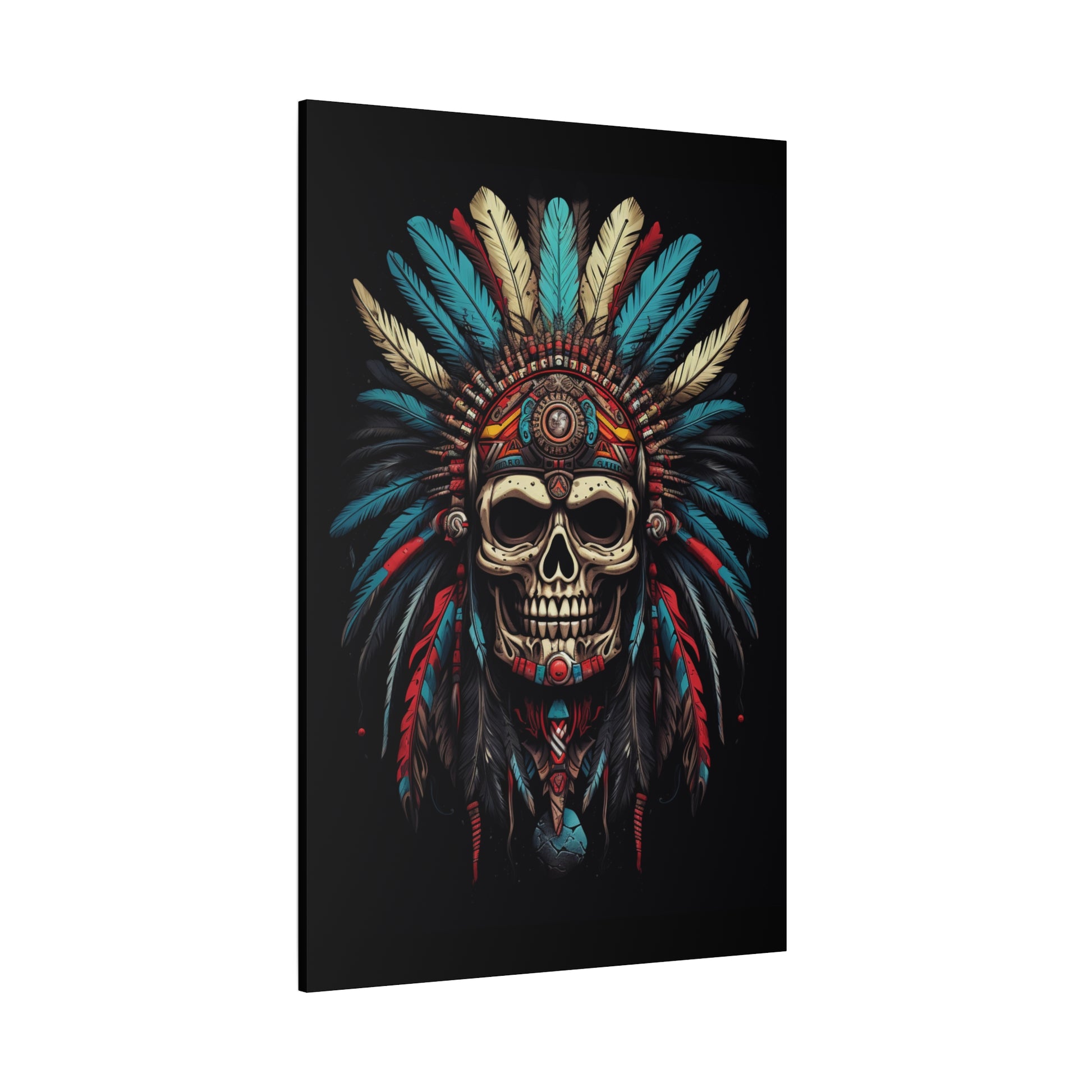 Skull- Bohemian Skull Canvas Art Print, Stretched Wall Decor, Unique Skull Artwork, Home Office Decoration, Ideal Gift for Art Lovers Rhythm & Drip Canvas Rhythm & Drip Apparel