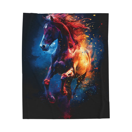 Horse- Vibrant Horse Art Velveteen Plush Blanket | Soft Throw Blanket, Cozy Home Décor, Equine Gifts, Animal Lovers, Warm Tapestry 50" × 60" Printify All Over Prints Rhythm & Drip Apparel
