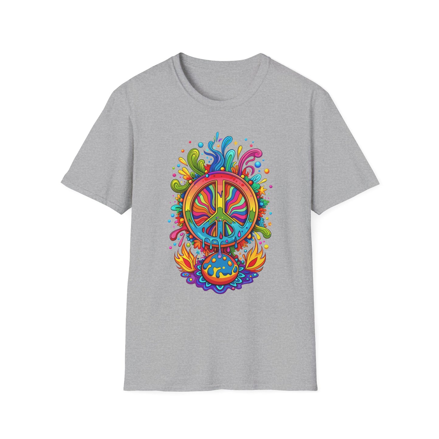 Vibrant Peace Sign T-Shirt Sport Grey Printify T-Shirt Rhythm & Drip Apparel