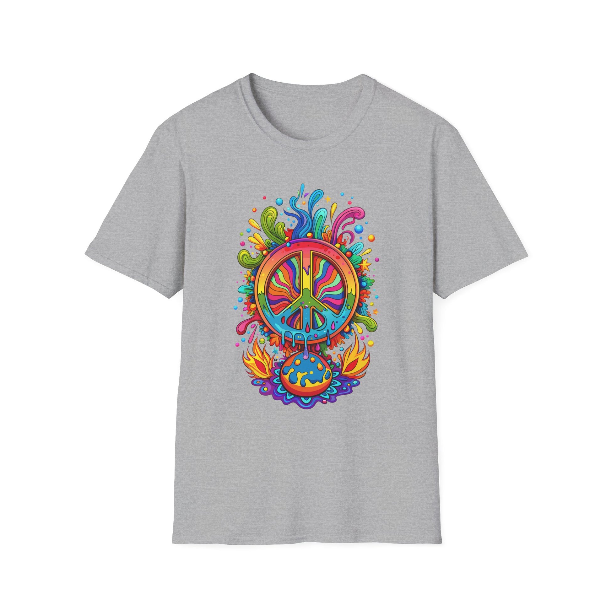 Vibrant Peace Sign T-Shirt Sport Grey Printify T-Shirt Rhythm & Drip Apparel