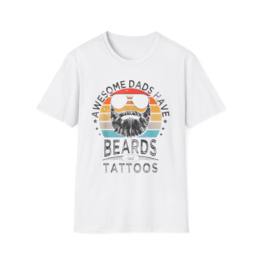 Awesome Dads Have Beards T-Shirt White Printify T-Shirt Rhythm & Drip Apparel