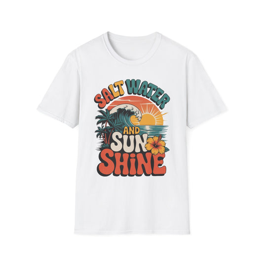 Summer- Salt Water & Sunshine Tee White Printify T-Shirt Rhythm & Drip Apparel