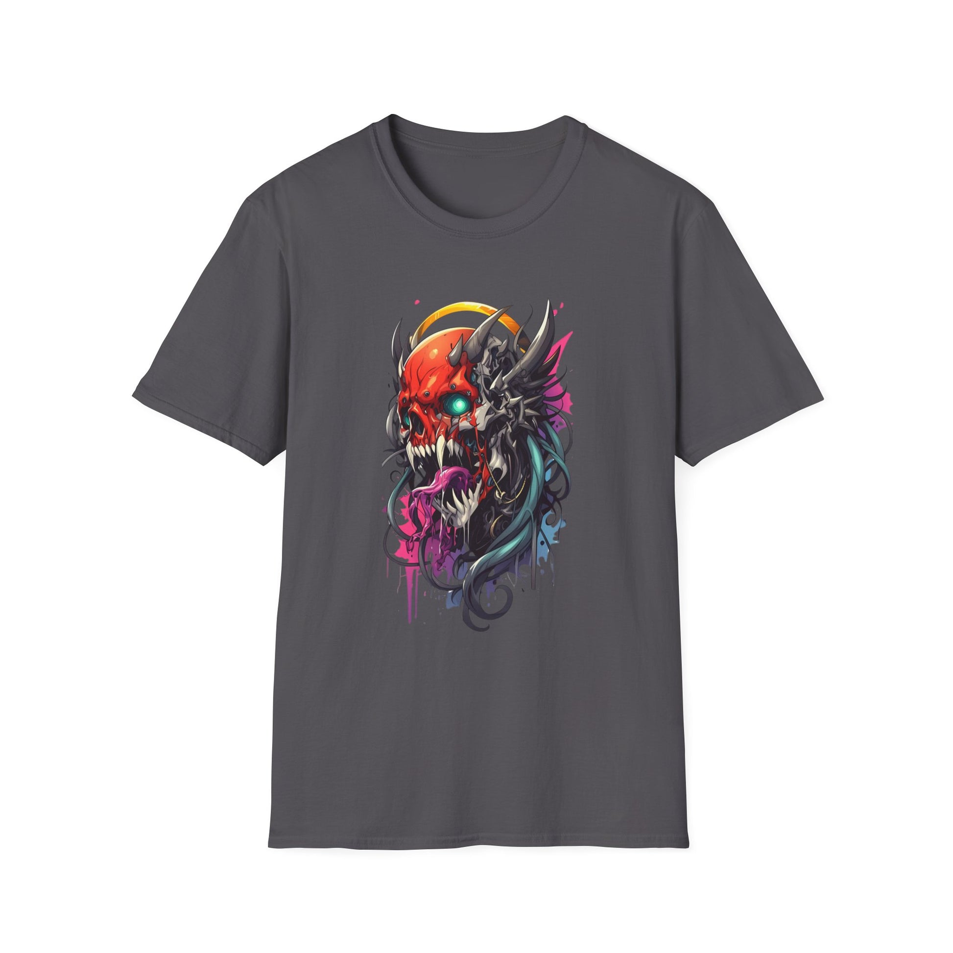 Vibrant Skull Graphic Tee Charcoal Printify T-Shirt Rhythm & Drip Apparel