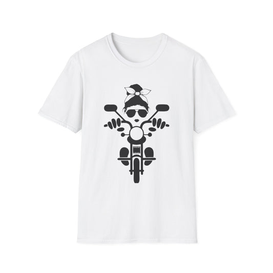 Biker Girl T-Shirt White Printify T-Shirt Rhythm & Drip Apparel