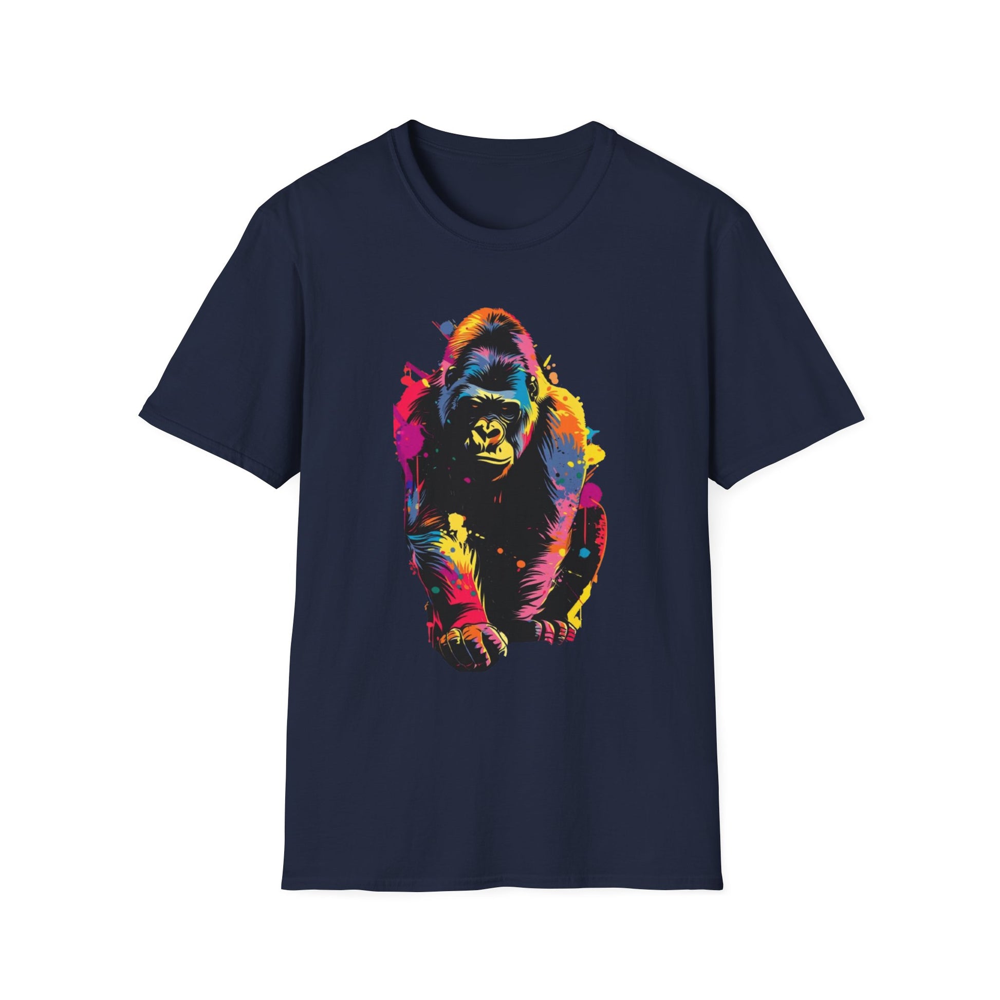 Vibrant Gorilla Art Tee Navy Printify T-Shirt Rhythm & Drip Apparel