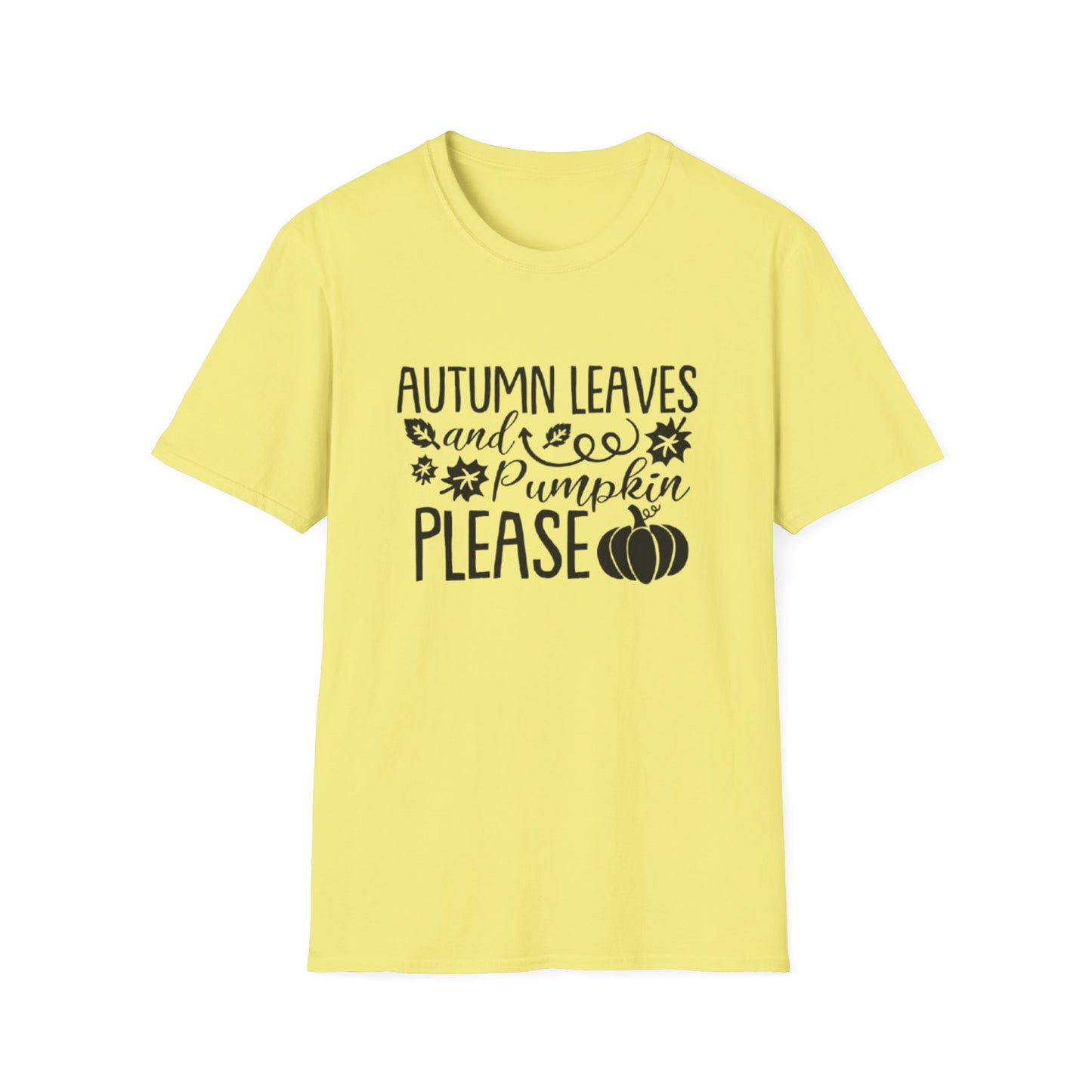 Fall- Autumn Leaves and Pumpkin T-Shirt Cornsilk Printify T-Shirt Rhythm & Drip Apparel