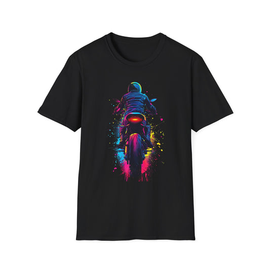 Vibrant Motorcycle Adventure T-Shirt Black Printify T-Shirt Rhythm & Drip Apparel