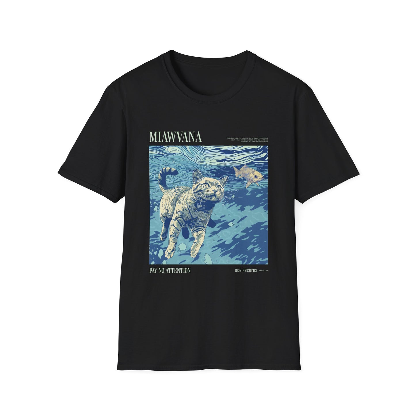 Music- Miawana Cat T-Shirt Black Printify T-Shirt Rhythm & Drip Apparel