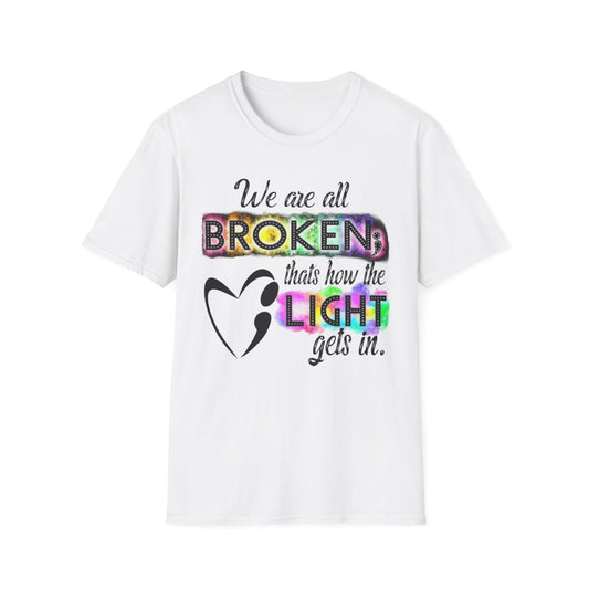We Are All Broken White Printify T-Shirt Rhythm & Drip Apparel