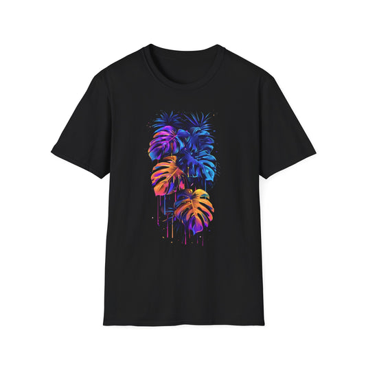 Vibrant Tropical Leaf T-Shirt Black Printify T-Shirt Rhythm & Drip Apparel