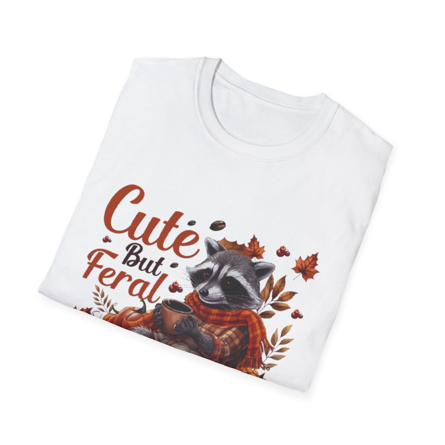 Fall- Cute But Feral Raccoon T-Shirt Printify T-Shirt Rhythm & Drip Apparel