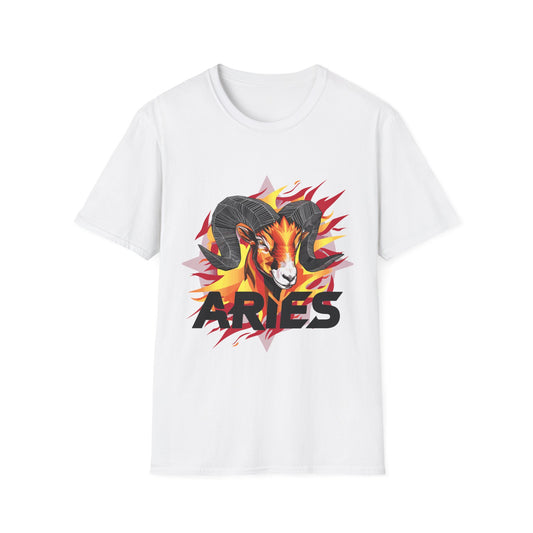 Aries Fire Symbol T-Shirt White Printify T-Shirt Rhythm & Drip Apparel