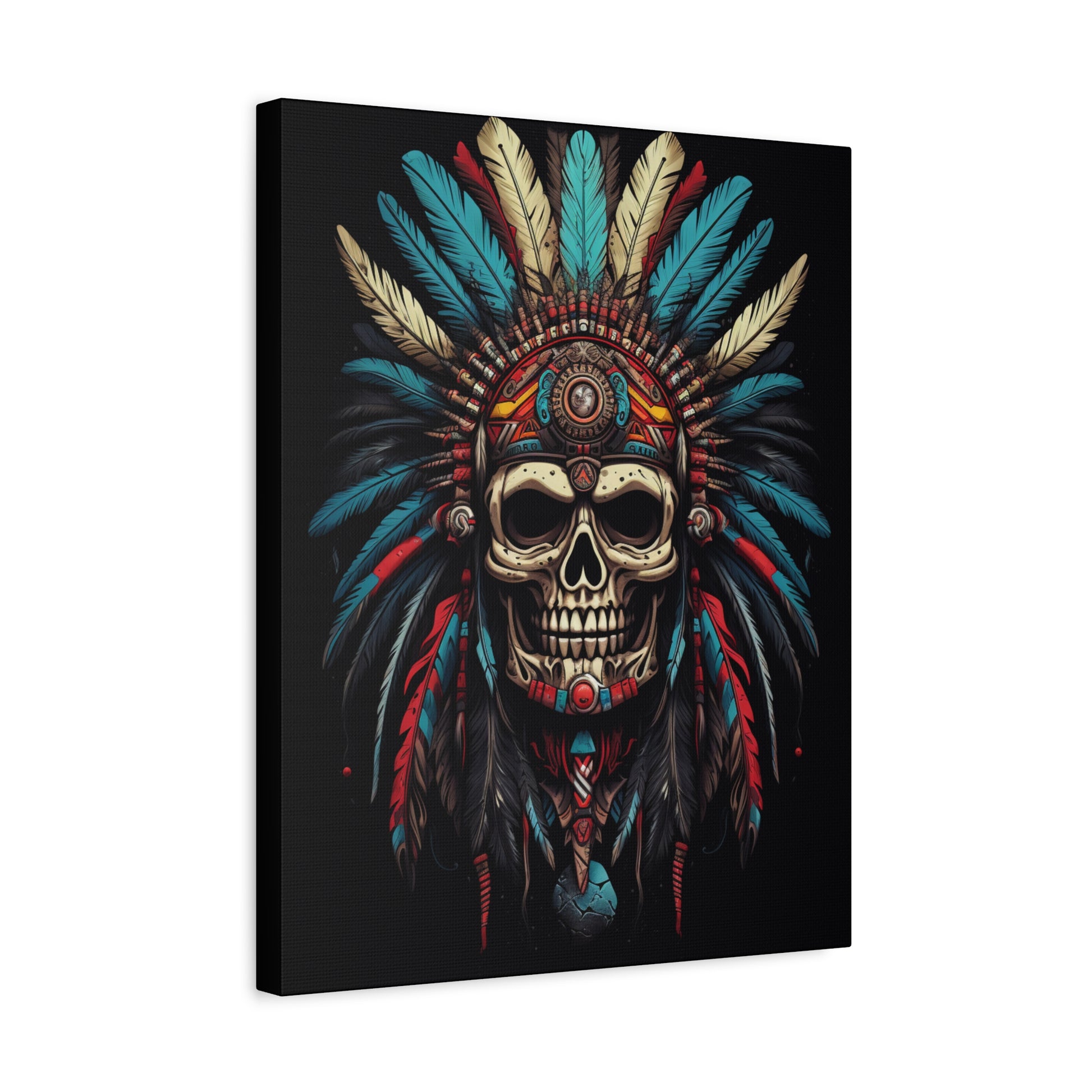 Skull- Bohemian Skull Canvas Art Print, Stretched Wall Decor, Unique Skull Artwork, Home Office Decoration, Ideal Gift for Art Lovers Rhythm & Drip Canvas Rhythm & Drip Apparel