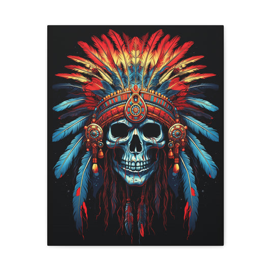Skull- Bohemian Skull Canvas Art, Bohemian Decor, Wall Art, Home Decor, Unique Gift, Tribal Artwork, Colorful Wall Hanging 16" x 20" (Vertical) 1.25" Rhythm & Drip Canvas Rhythm & Drip Apparel