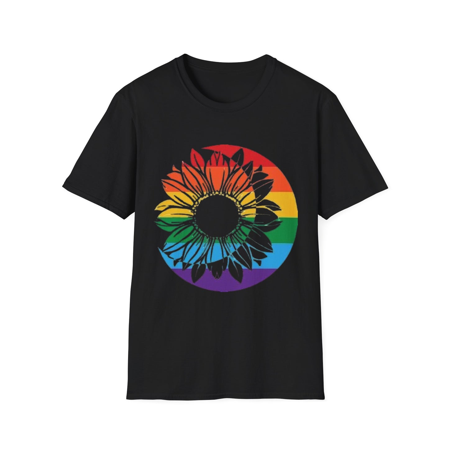Vibrant Sunflower LGBTQ+ Unisex T-Shirt Black Printify T-Shirt Rhythm & Drip Apparel