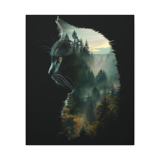 Cat- Forest Matte Canvas Wall Art | Feline Home Decor, Gift for Cat Lovers, Nature Art Print, Unique Wall Decor, Cat-Themed Gift 20" x 24" (Vertical) 1.25" Rhythm & Drip Canvas Rhythm & Drip Apparel