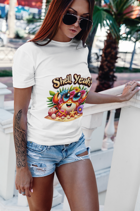 Summer- Shell Yeah! Cute Crab T-Shirt Printify T-Shirt Rhythm & Drip Apparel