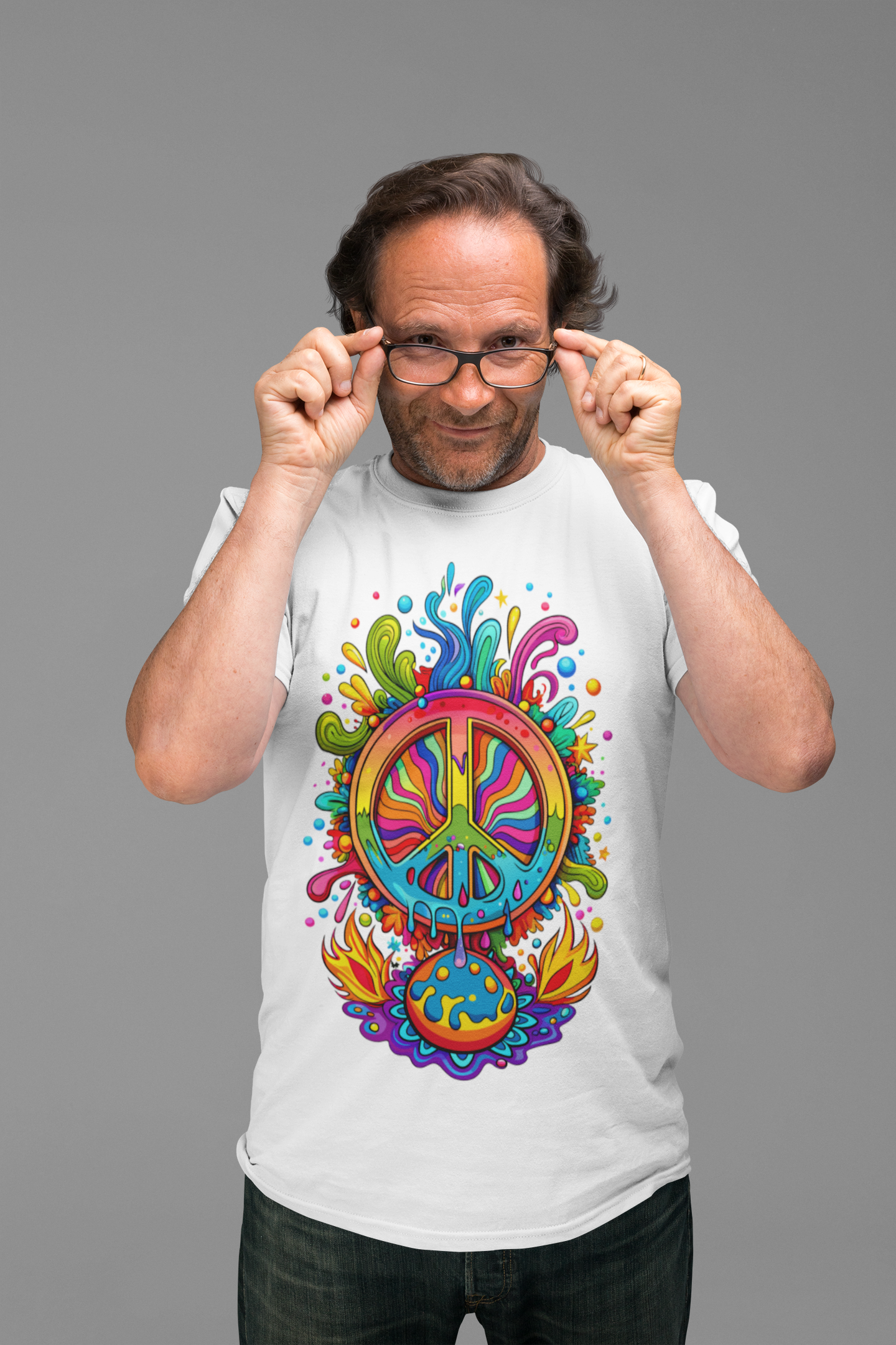 Vibrant Peace Sign T-Shirt Printify T-Shirt Rhythm & Drip Apparel