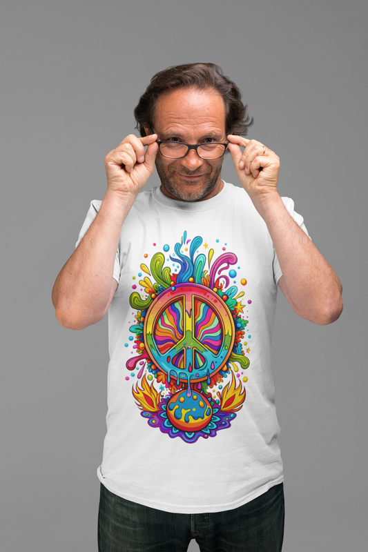 Vibrant Peace Sign T-Shirt Printify T-Shirt Rhythm & Drip Apparel