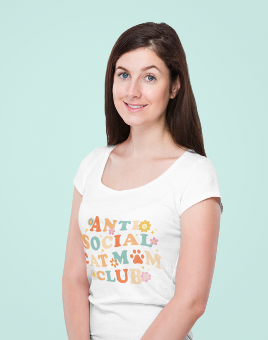 Anti-Social Cat Mom Club T-Shirt Printify T-Shirt Rhythm & Drip Apparel