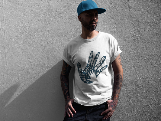 Best Dad Handprint T-Shirt Printify T-Shirt Rhythm & Drip Apparel