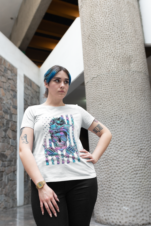 Vibrant Skull Flag Graphic T-Shirt Printify T-Shirt Rhythm & Drip Apparel