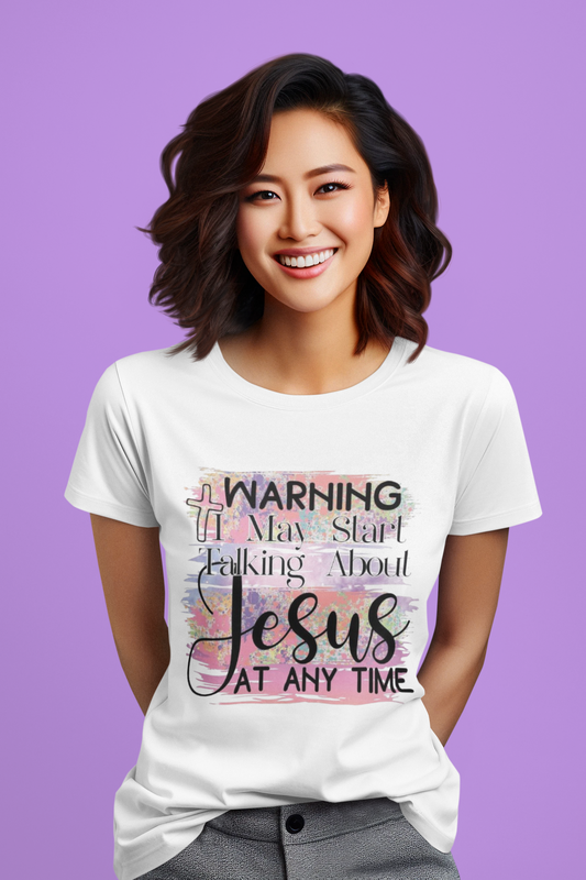 Warning Jesus T-Shirt, White Printify T-Shirt Rhythm & Drip Apparel