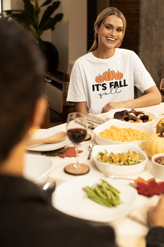 Fall- It's Fall Yall T-Shirt White Printify T-Shirt Rhythm & Drip Apparel