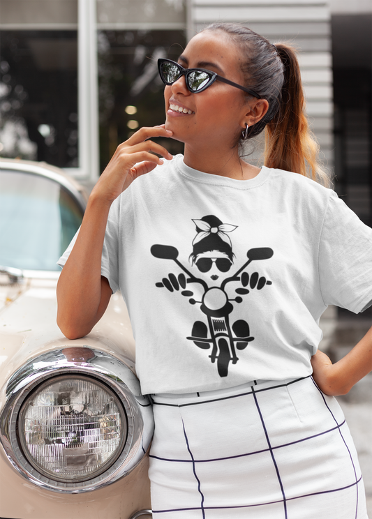 Biker Girl T-Shirt Printify T-Shirt Rhythm & Drip Apparel