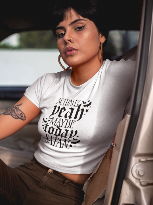 Actually Yeah Maybe Today Satan T-Shirt Printify T-Shirt Rhythm & Drip Apparel